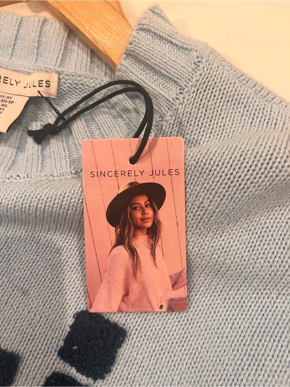 Sincerely Jules OUI Sweater Size XS Cropped French Blue NWT Boxy - Picture 3 of 9